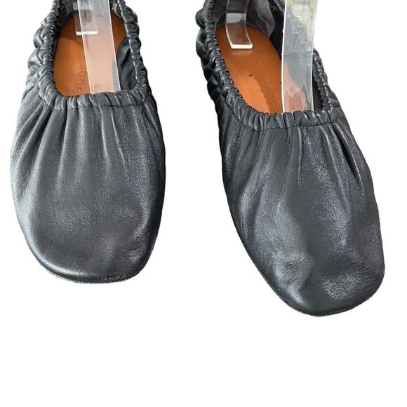 Rag & Bone Elly Black Leather Ballet Flats Ruching Size 39 - Picture 6 of 11